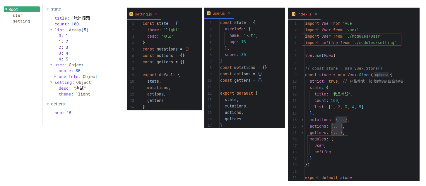 vuex modules